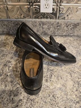 Johnston & Murphy Men's Loafers Tassel Wing Tip Black Leather Sz 10.5 D/B 93310